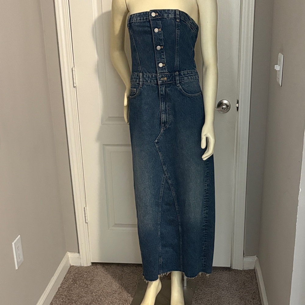Women's Denim Strapless Maxi Dress